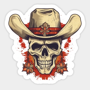 Retro Cowboy with Flowers Sticker